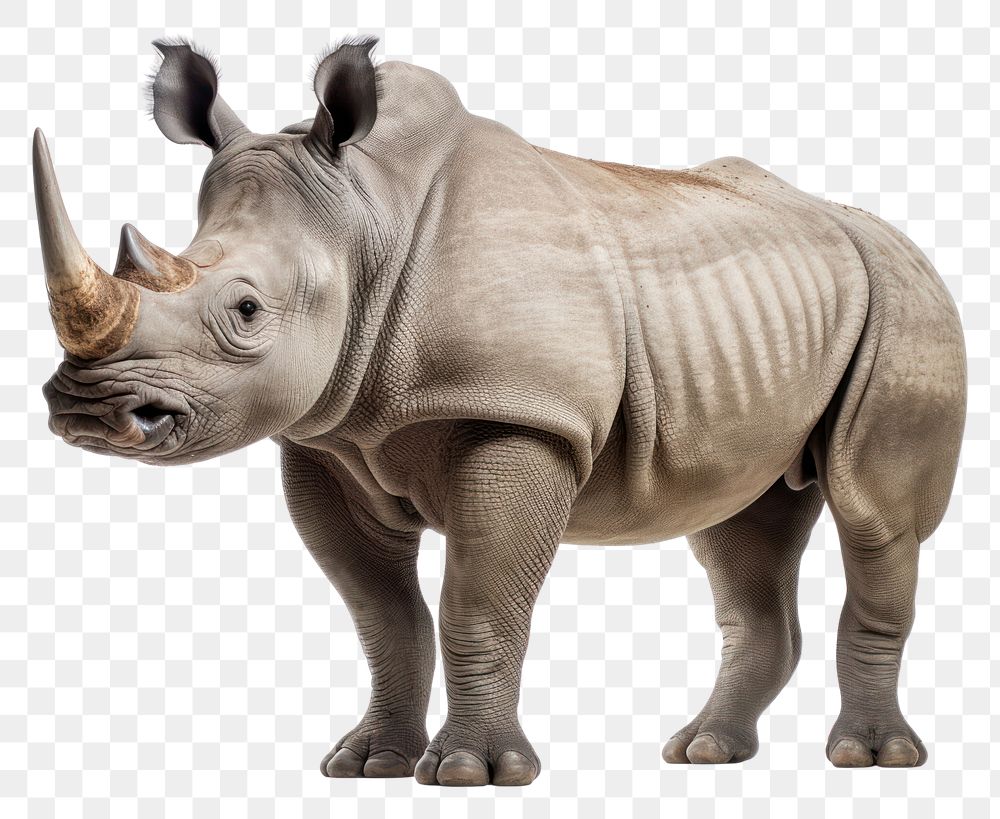 PNG One-horned rhino wildlife elephant animal. AI generated Image by rawpixel.