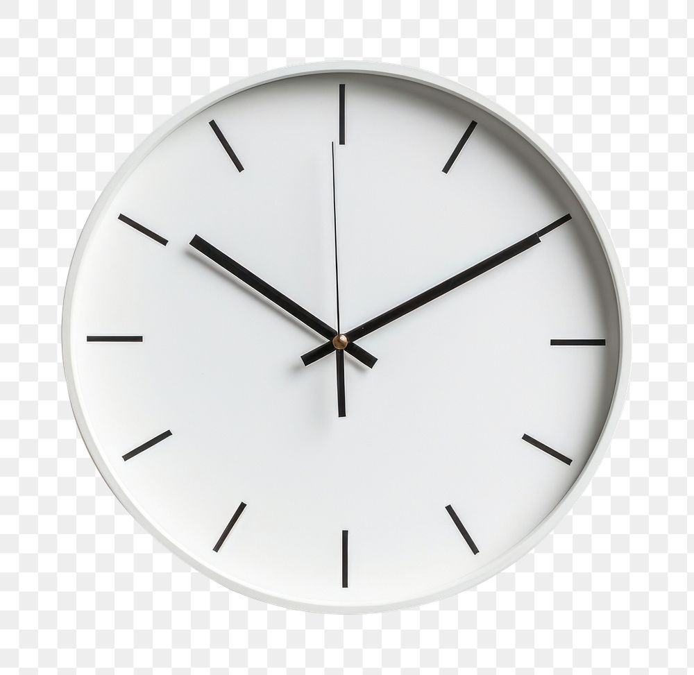 PNG  Minimal long clock white  deadline. 