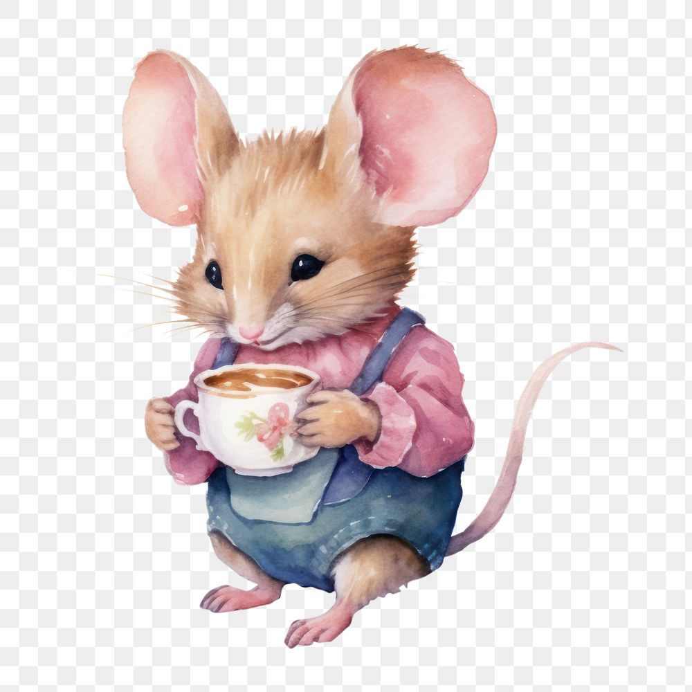 PNG Mice drinking tea rat rodent mammal. AI generated Image by rawpixel.