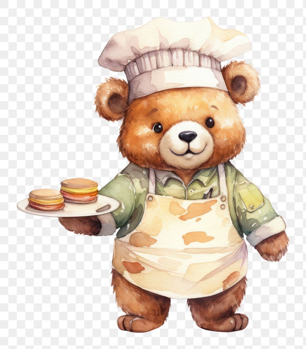 PNG Bear wearing chef costume cartoon toy representation. AI generated Image by rawpixel.