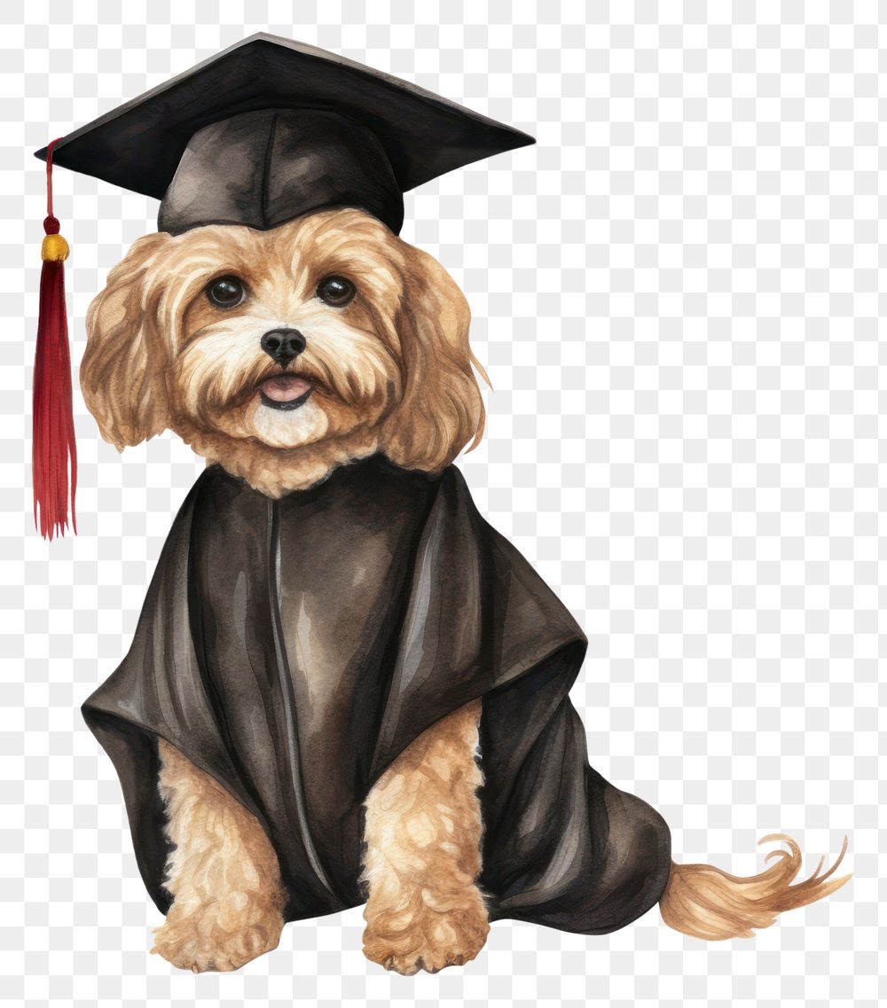 PNG Graduation dog cartoon animal. 