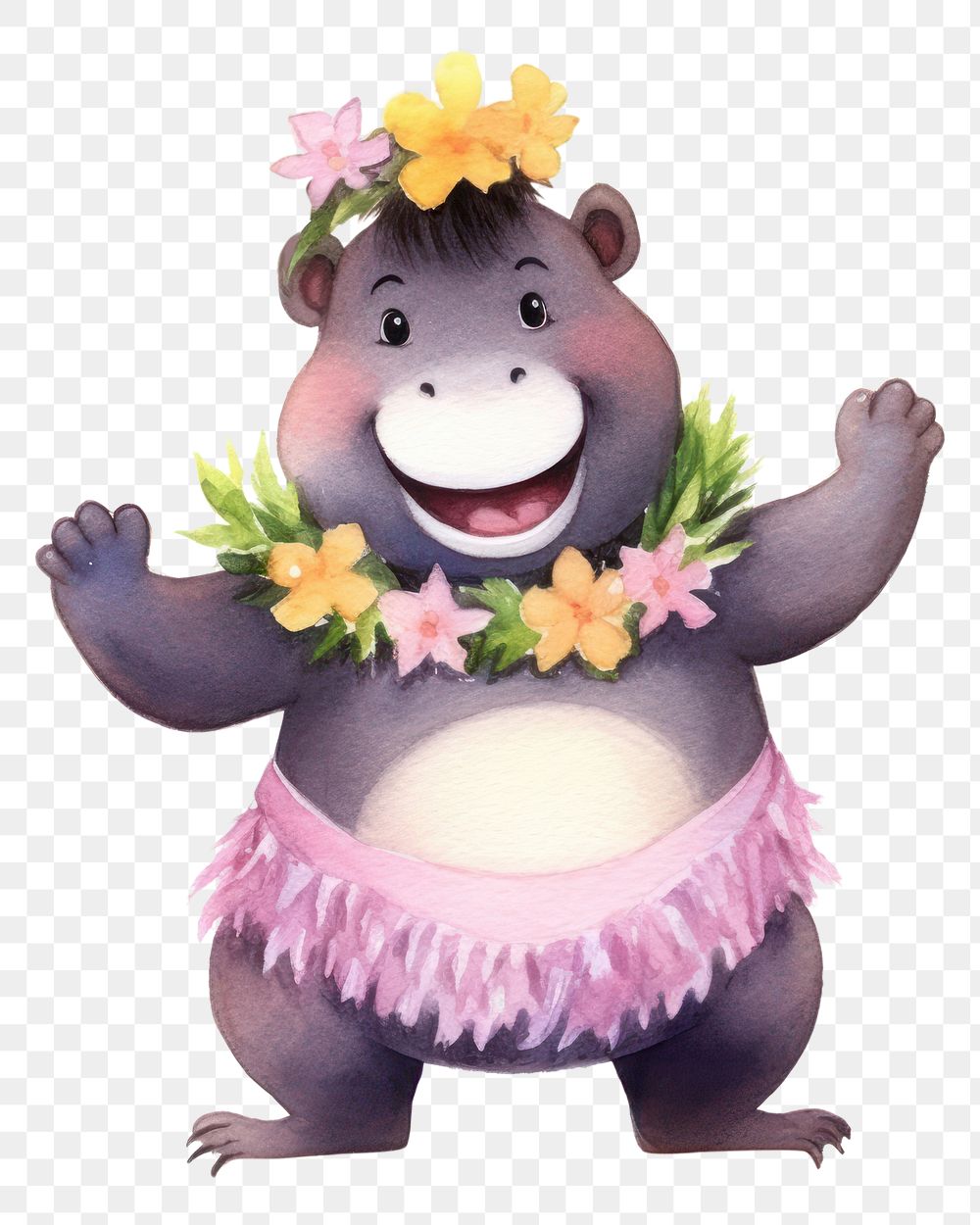 PNG Dancing hippo flower cartoon nature. AI generated Image by rawpixel.