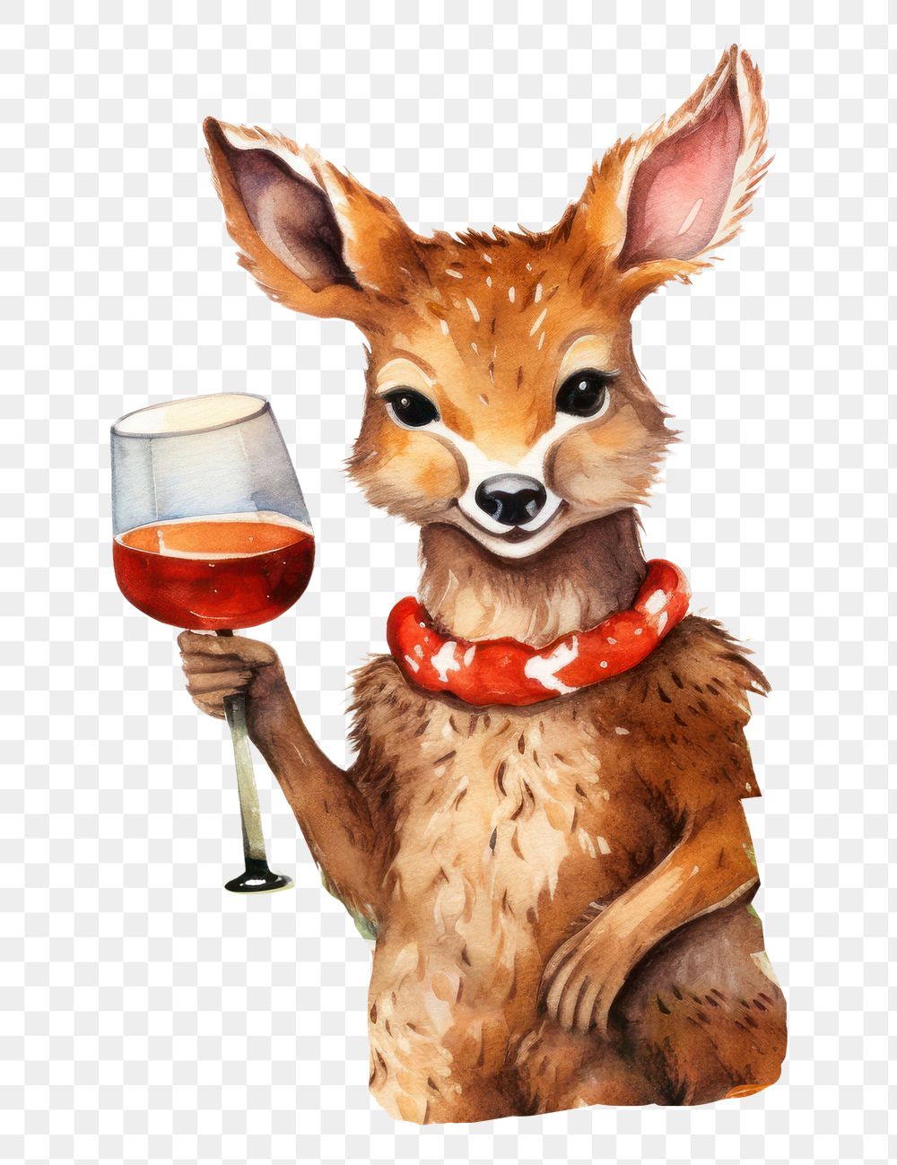 PNG Cute deer drinking wine mammal animal refreshment. 