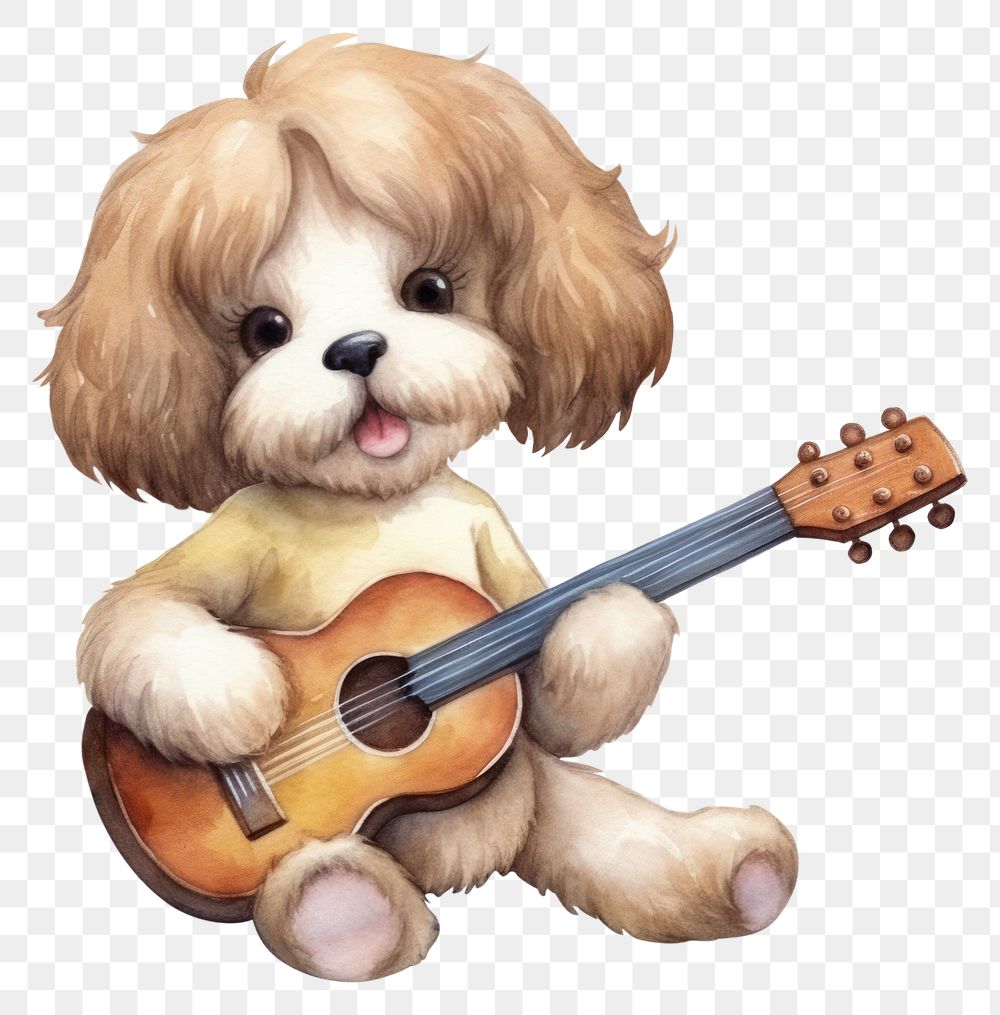 PNG Dog playing guitar mammal animal pet. AI generated Image by rawpixel.