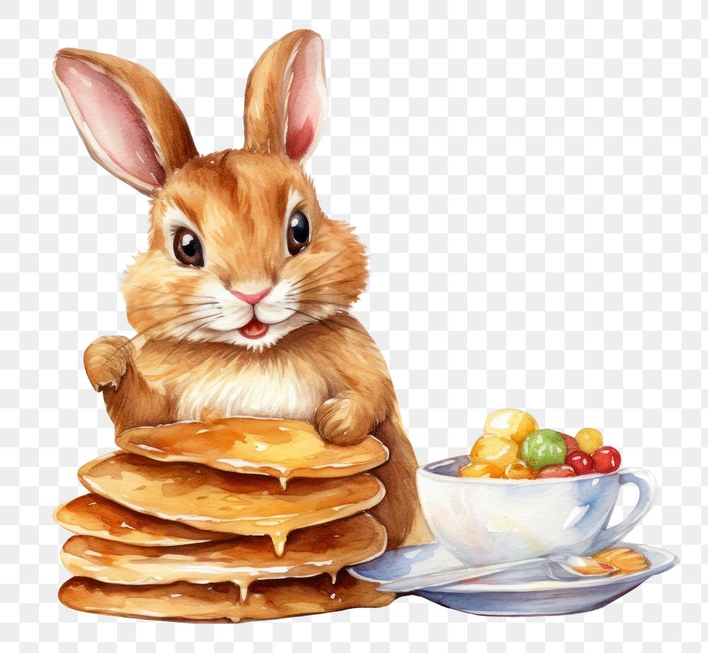 PNG Rabbit eating pancake rodent animal mammal. AI generated Image by rawpixel.