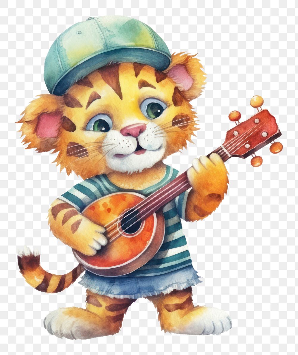 PNG Tiger guitar cute  