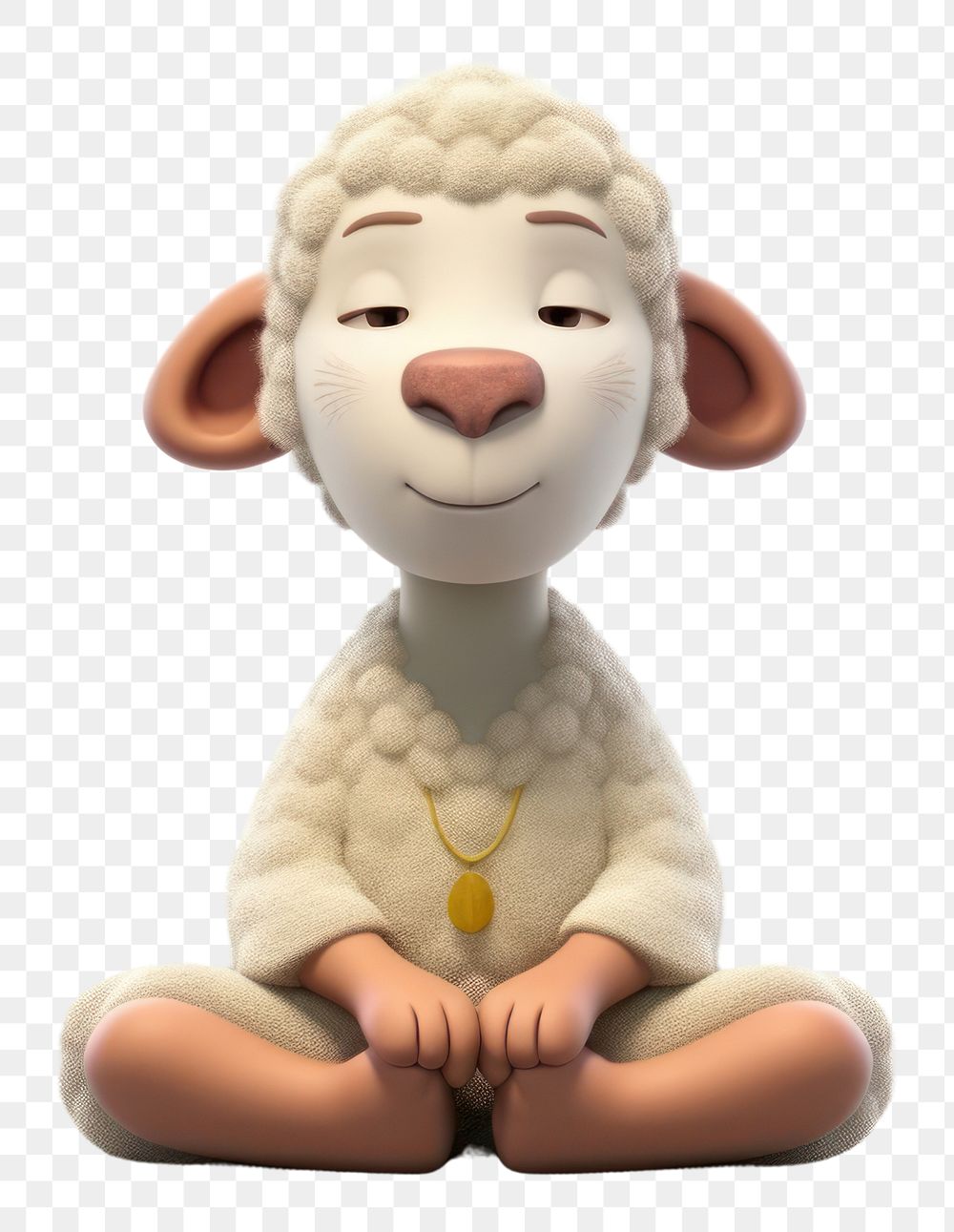 PNG Meditating sheep figurine cartoon toy. AI generated Image by rawpixel.