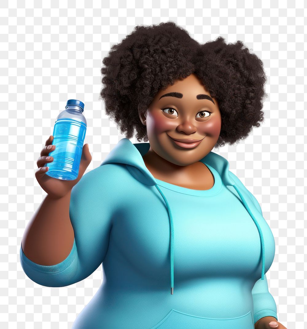 PNG Black chubby woman portrait cartoon bottle. AI generated Image by rawpixel.