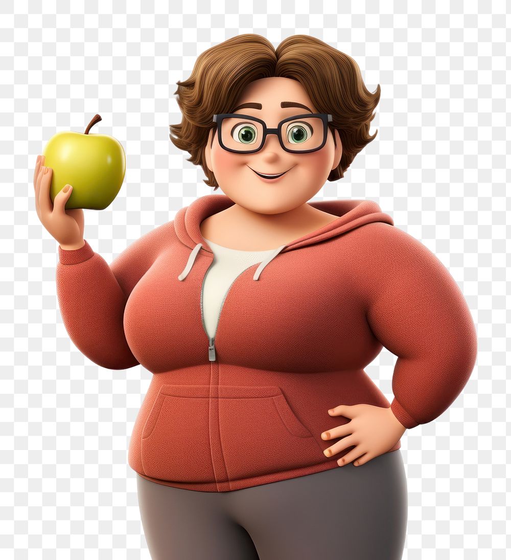 PNG Chubby woman cartoon apple adult. AI generated Image by rawpixel.