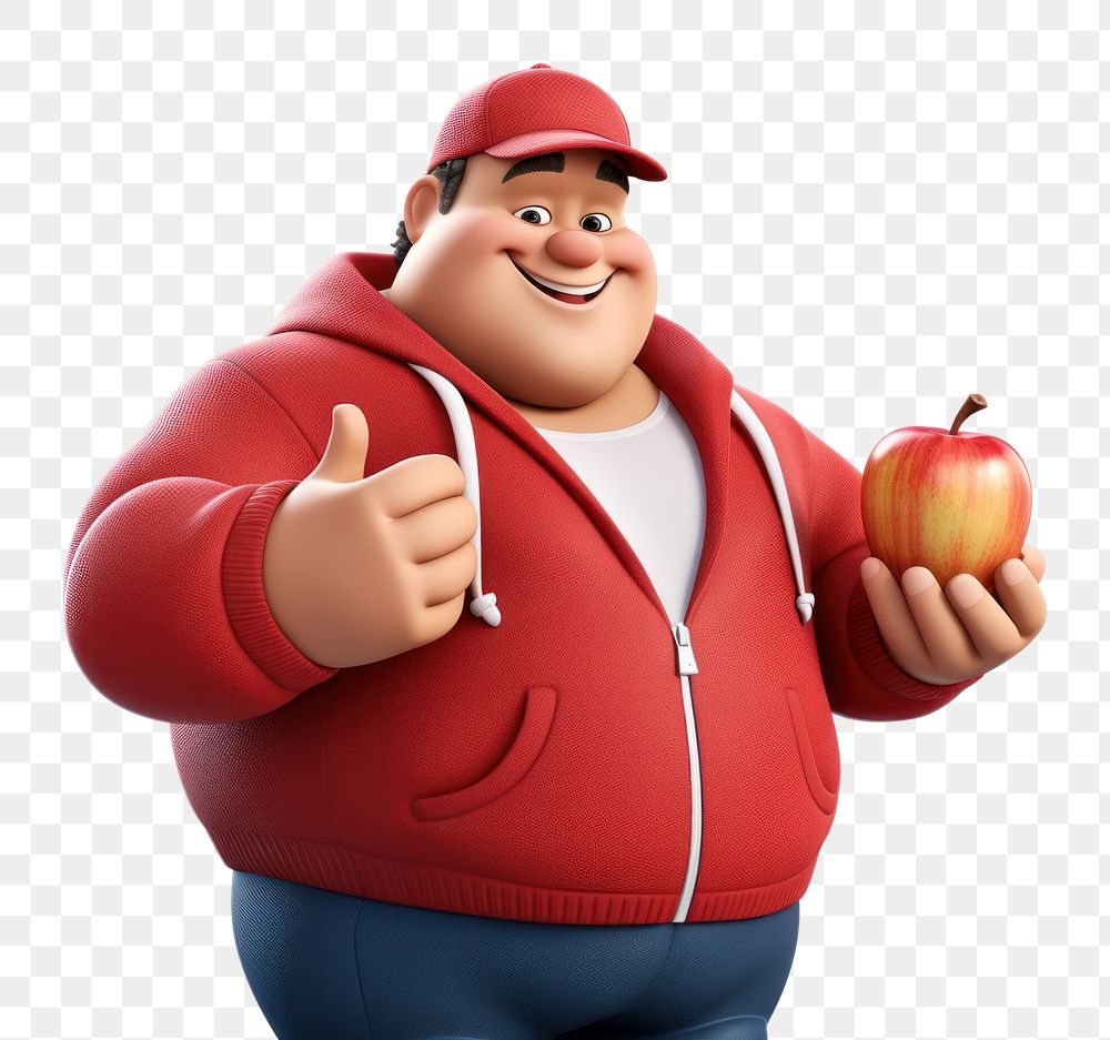 PNG Chubby man apple cartoon food. AI generated Image by rawpixel.
