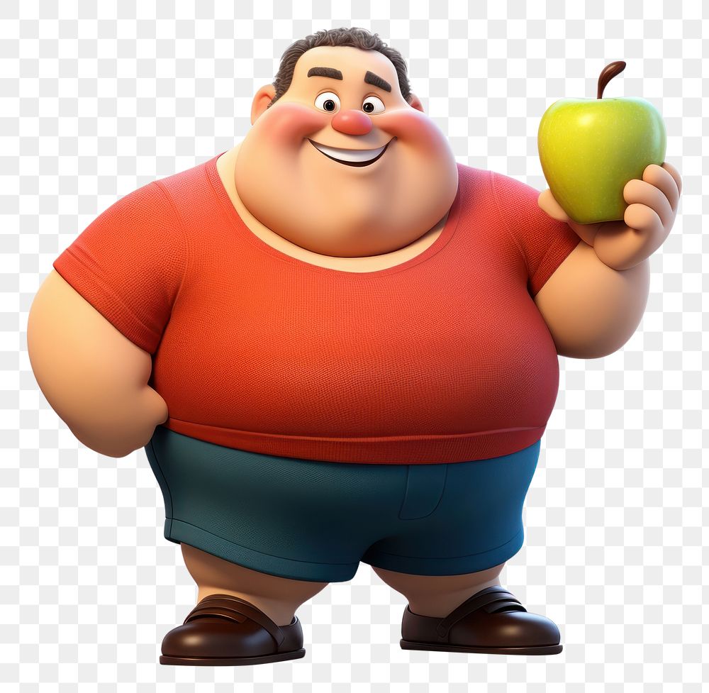 PNG Chubby man cartoon apple food. AI generated Image by rawpixel.