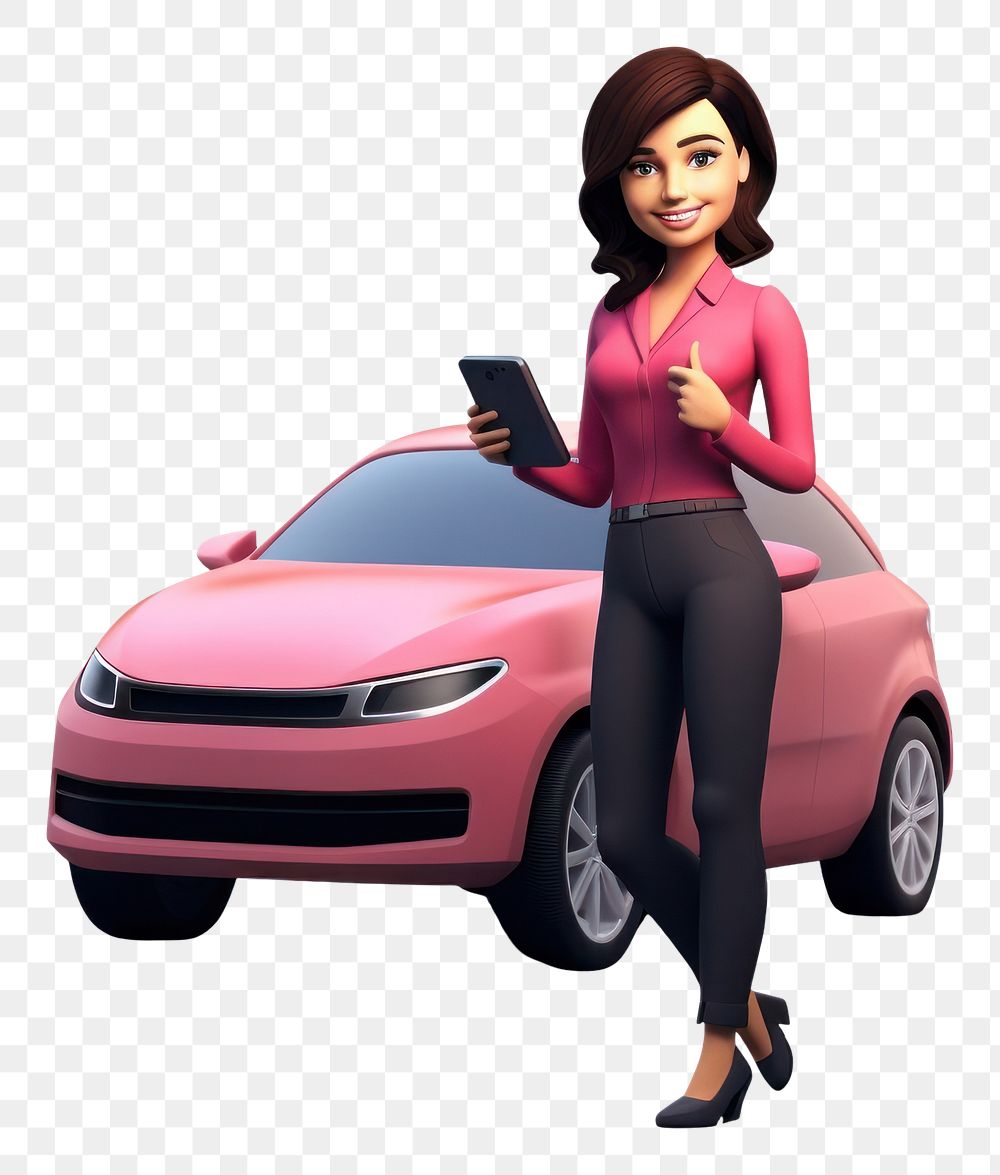 PNG Using smartphone car vehicle cartoon. AI generated Image by rawpixel.