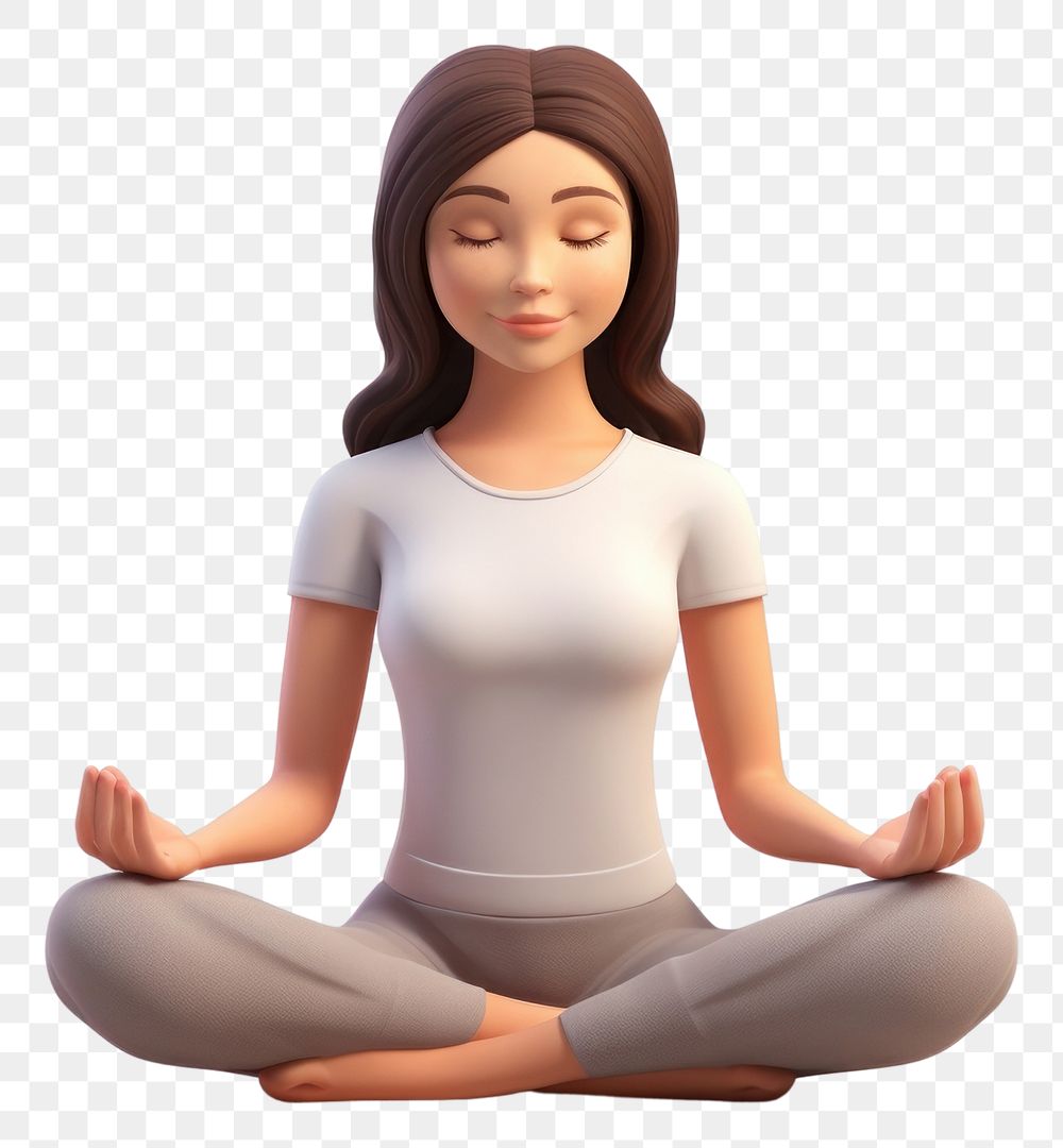 PNG Woman meditating yoga sitting sports. AI generated Image by rawpixel.