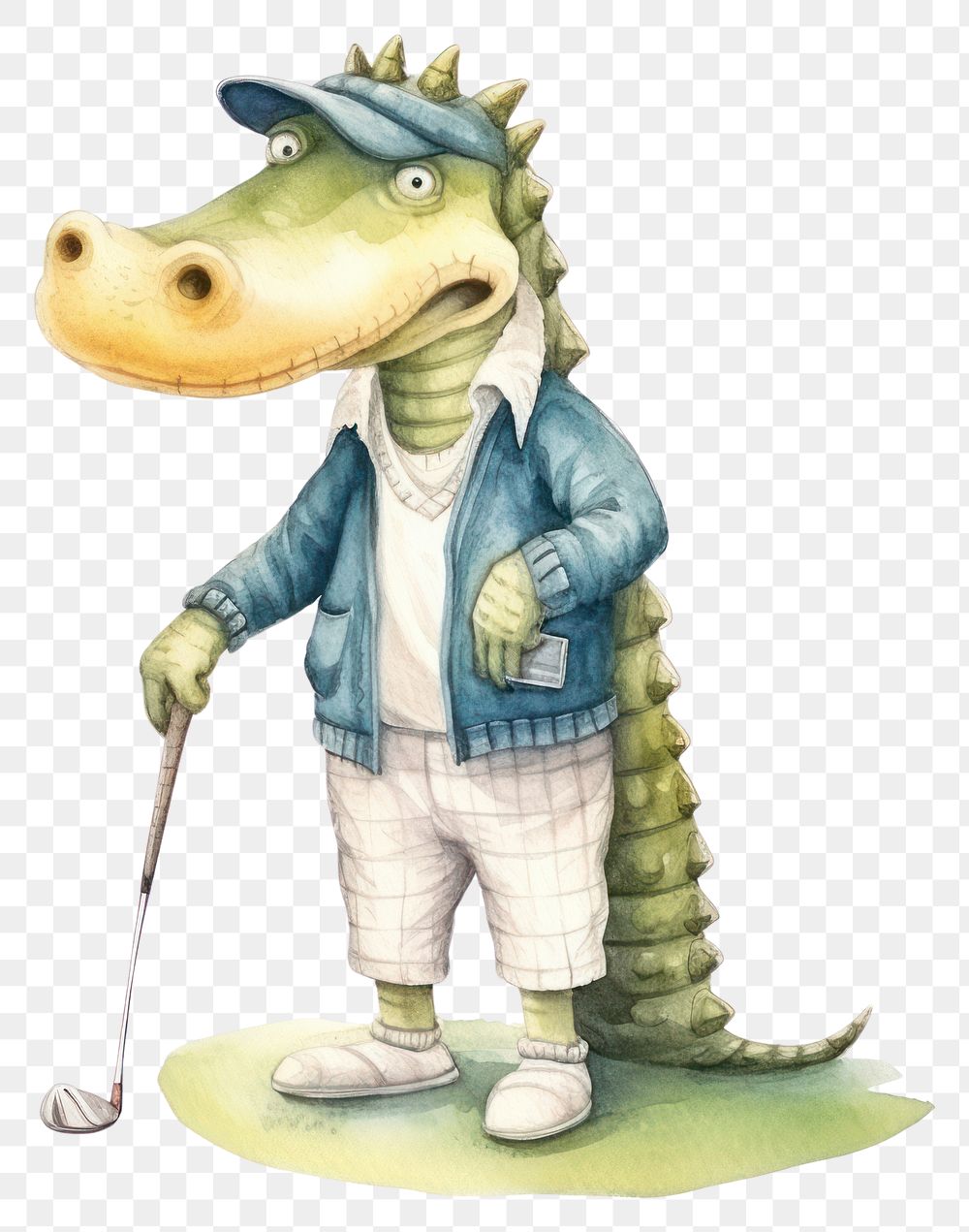 PNG Crocodile animal golf white background. AI generated Image by rawpixel.