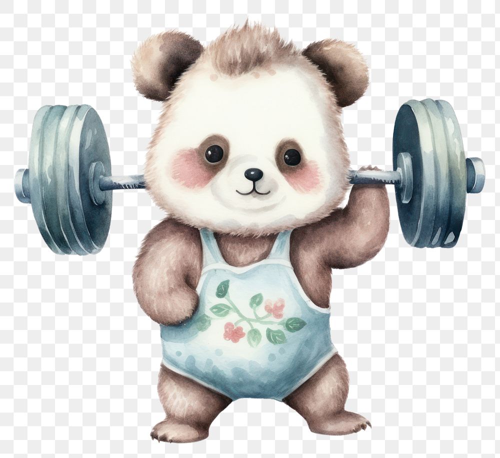 PNG Panda sports barbell fitness. AI generated Image by rawpixel.