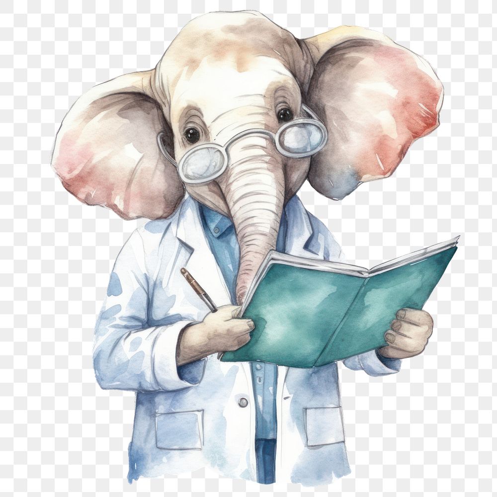 PNG Elephant doctor animal publication drawing. AI generated Image by rawpixel.
