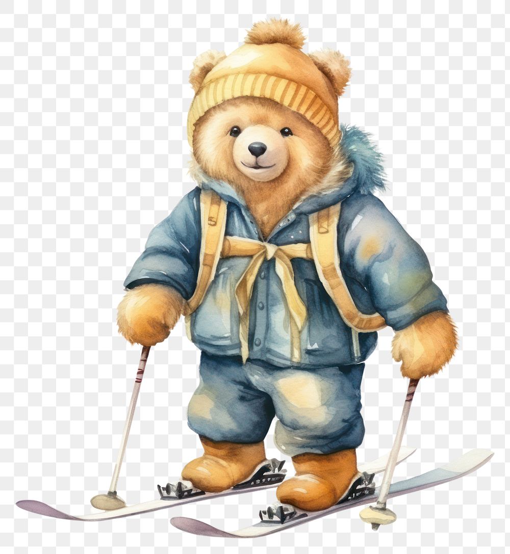 PNG Polar bear ski sports toy white background. AI generated Image by rawpixel.