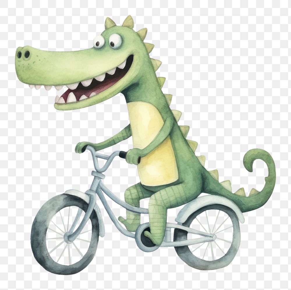 PNG Crocodile ridinga bike animal dinosaur cartoon. AI generated Image by rawpixel.