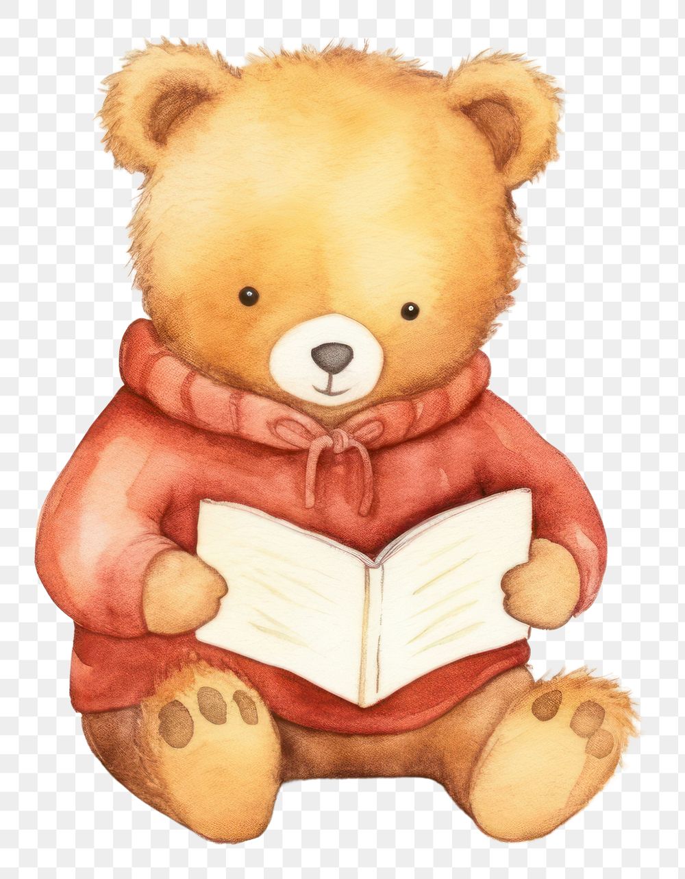 PNG Bear reading cartoon cute toy. AI generated Image by rawpixel.