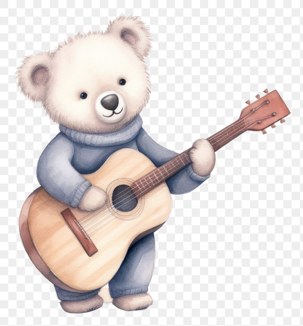 PNG Bear singing musician cartoon guitar. AI generated Image by rawpixel.