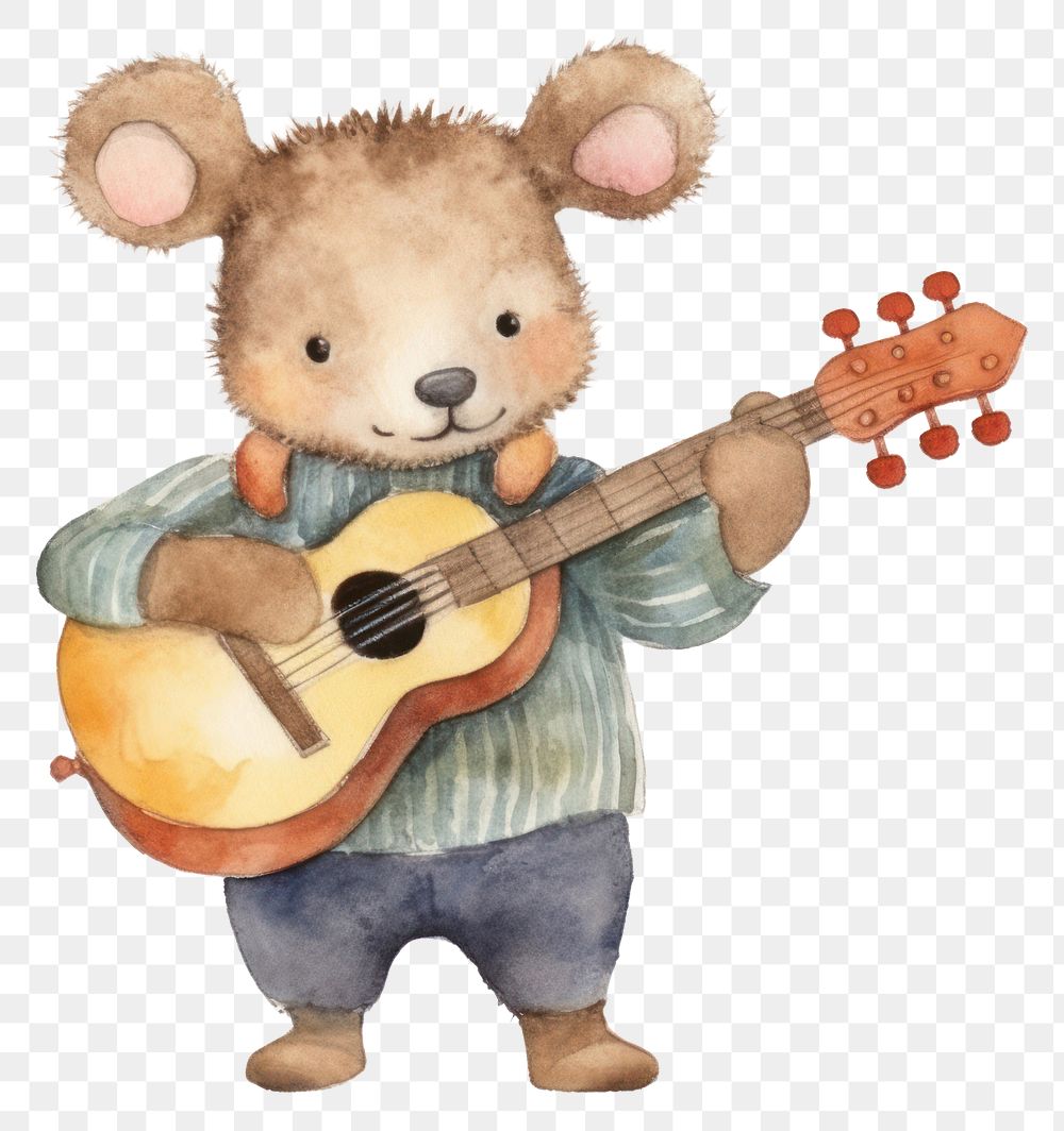 PNG Rat playing music cartoon guitar cute. AI generated Image by rawpixel.