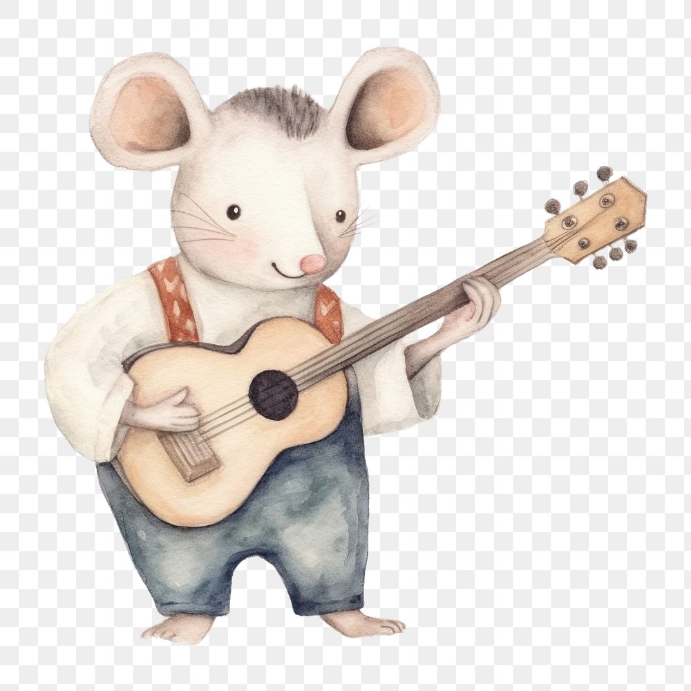 PNG Rat playing music musician cartoon guitar. 