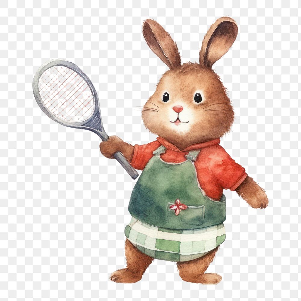 PNG Rabbit tennis cartoon mammal. AI generated Image by rawpixel.