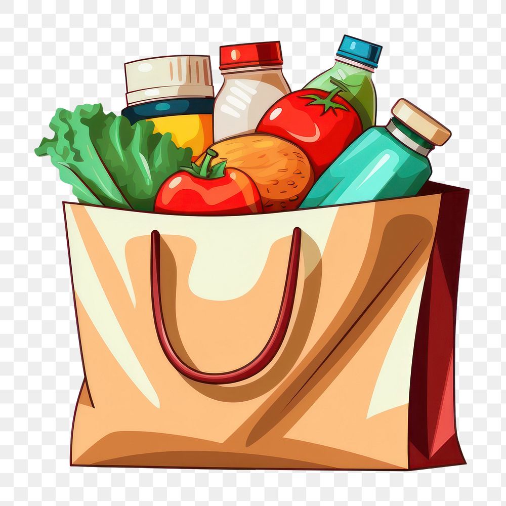 PNG Bag shopping food white background. AI generated Image by rawpixel.