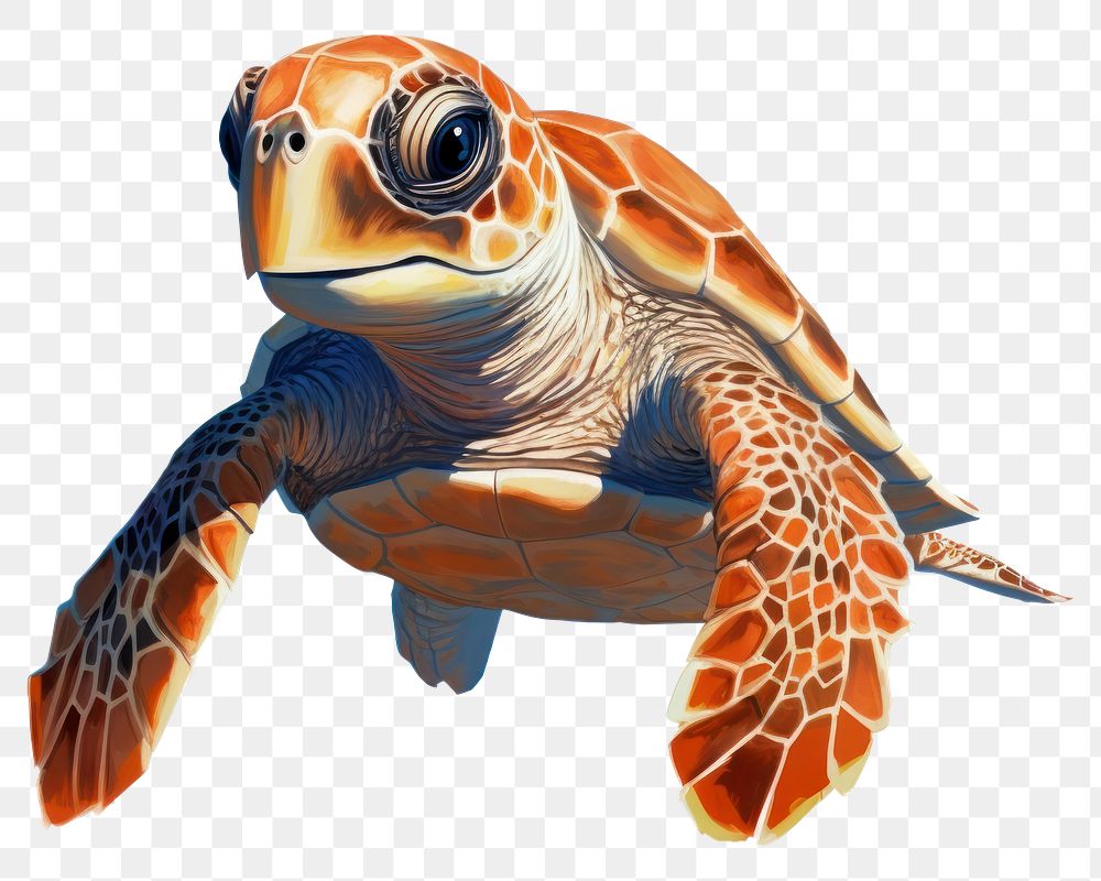 PNG  A sea turtle swimming reptile drawing. AI generated Image by rawpixel.