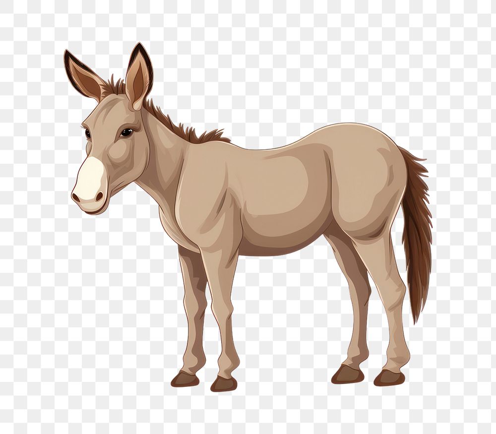 PNG  Donkey animal standing cartoon. AI generated Image by rawpixel.