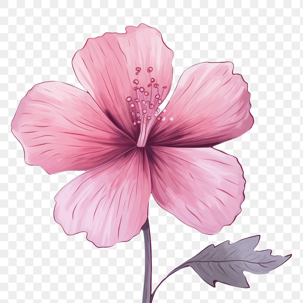 PNG Flower hibiscus blossom drawing. AI generated Image by rawpixel.
