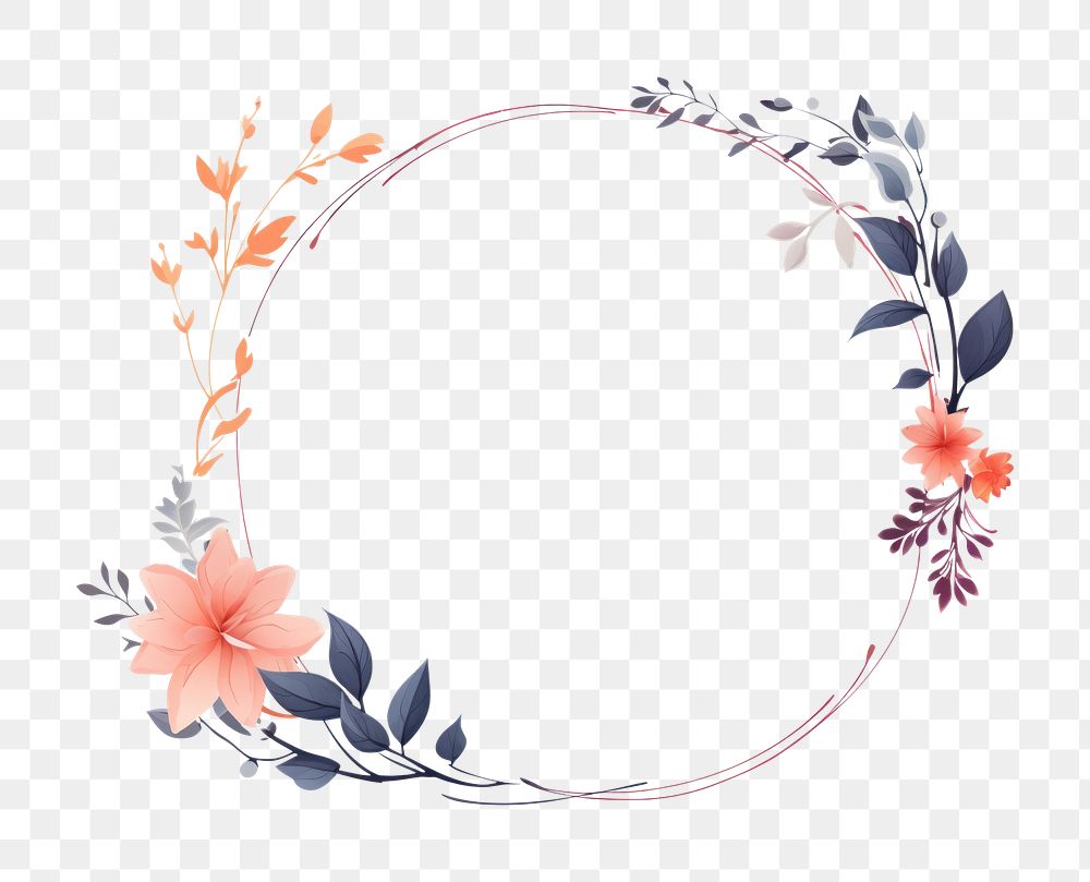 PNG  A minimal flower frame pattern circle plant. 