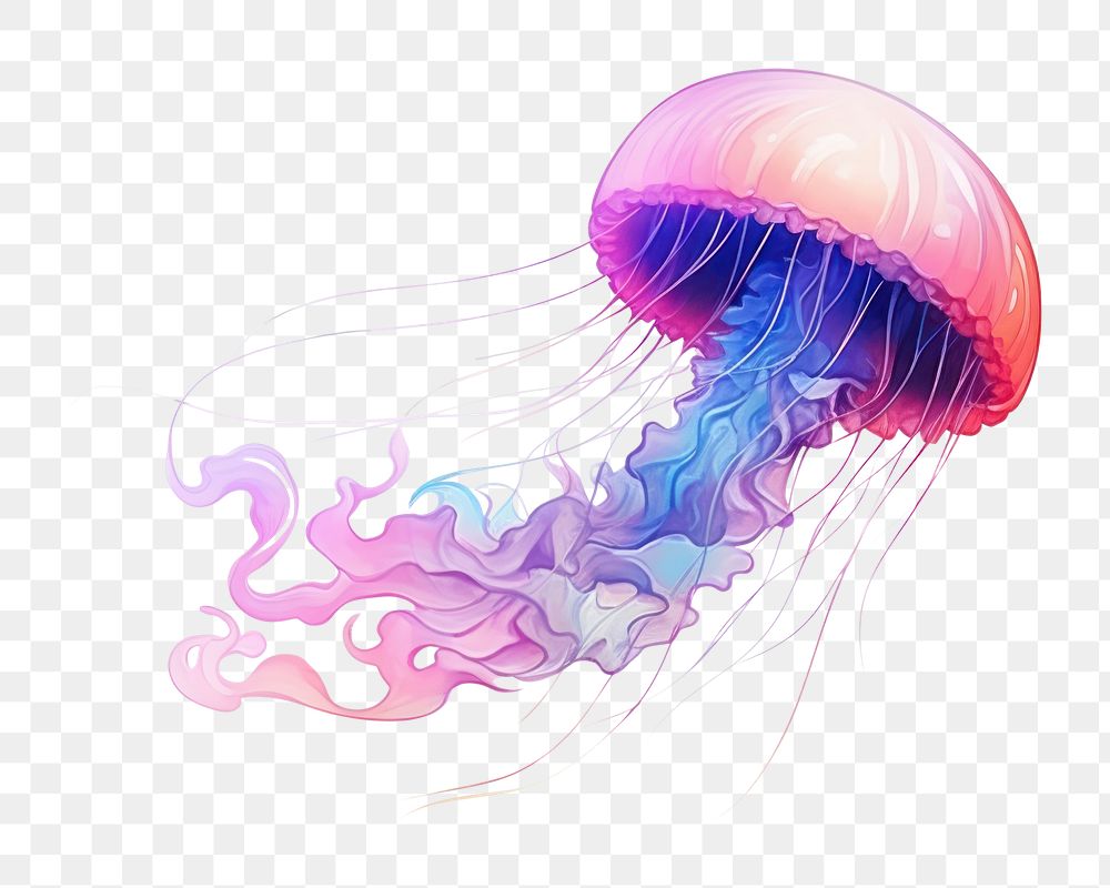 PNG Transparent jellyfish drawing invertebrate. | Free PNG - rawpixel