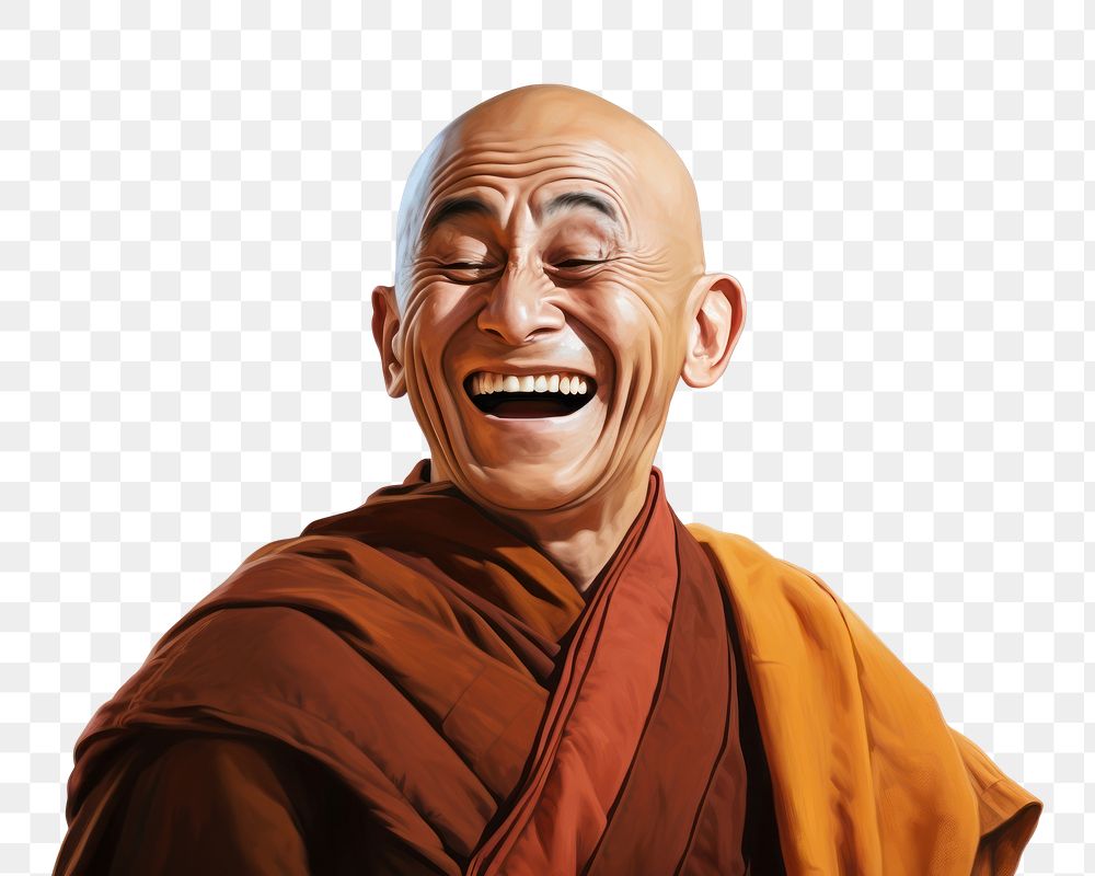 PNG Monk laughing spirituality happiness. AI generated Image by rawpixel.