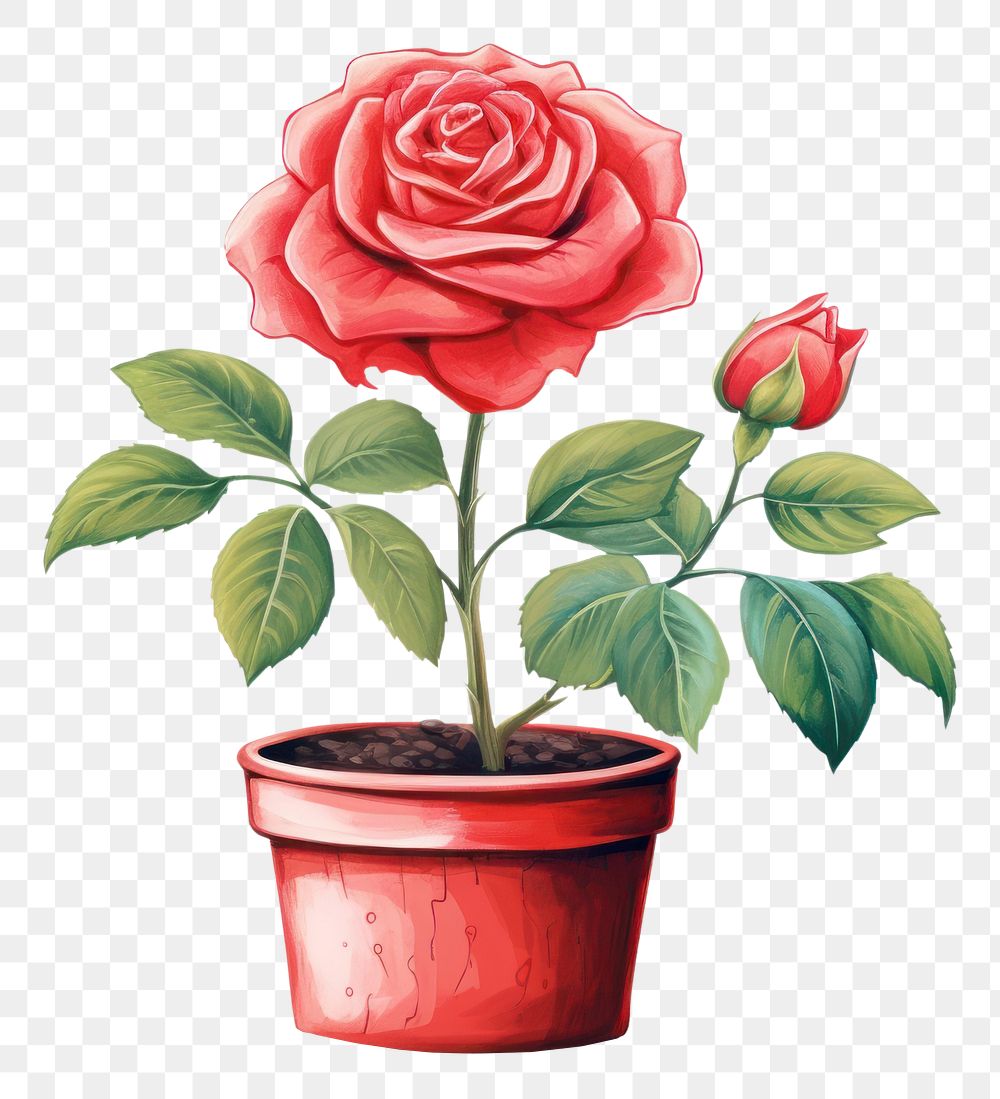 PNG  Rose flower plant pot. AI generated Image by rawpixel.