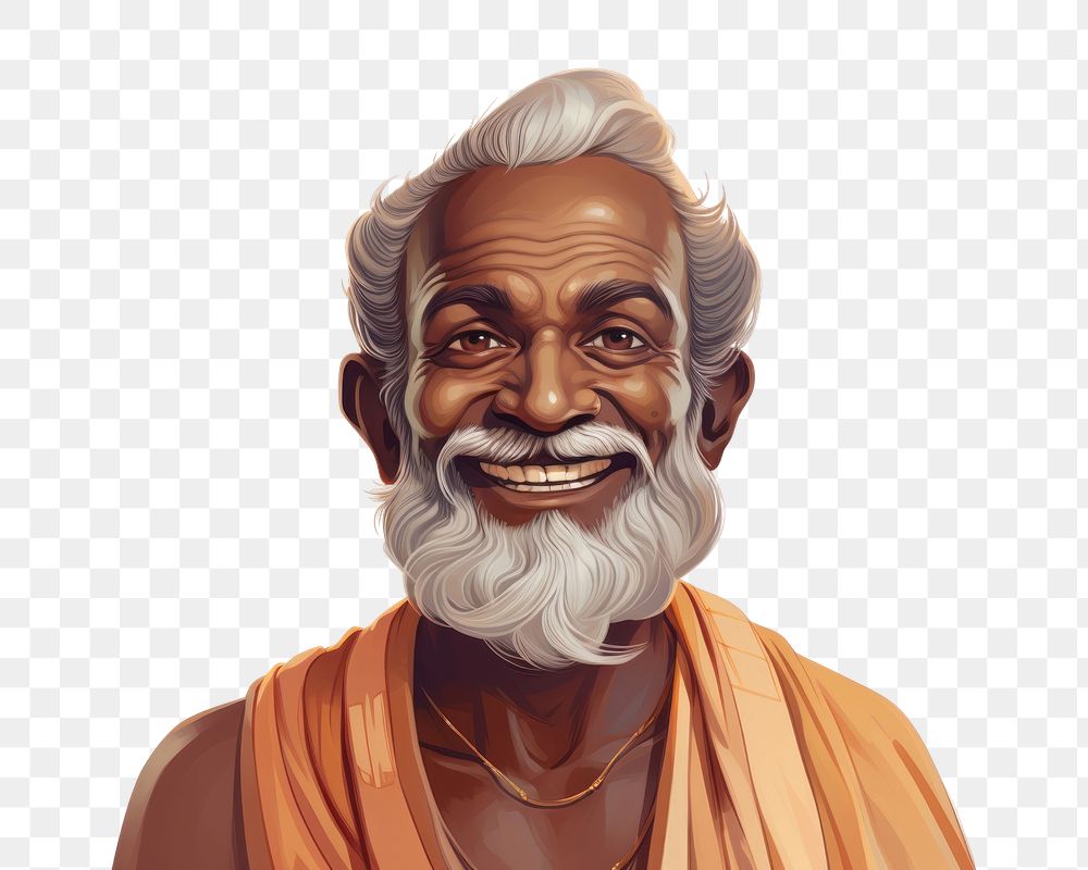 PNG Tamil saint portrait drawing adult. AI generated Image by rawpixel.