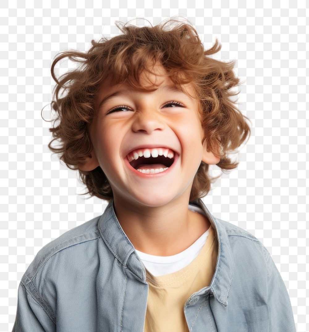 PNG  A young boy laughing smile happy. 