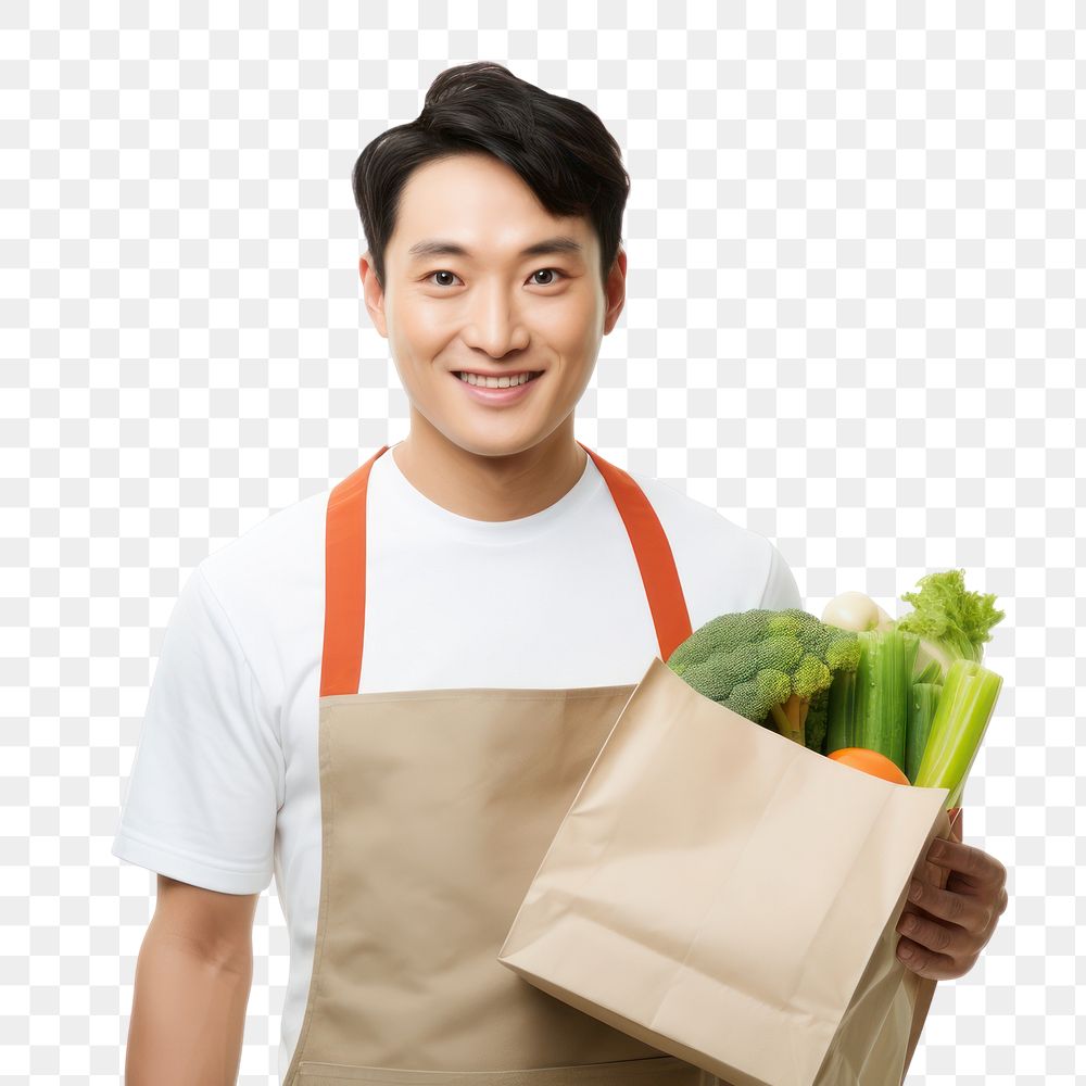 PNG Groceries smile apron food. AI generated Image by rawpixel.