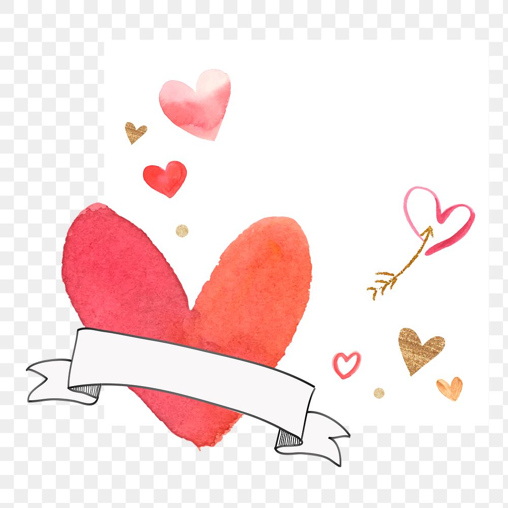 PNG Valentine's heart note element, transparent background