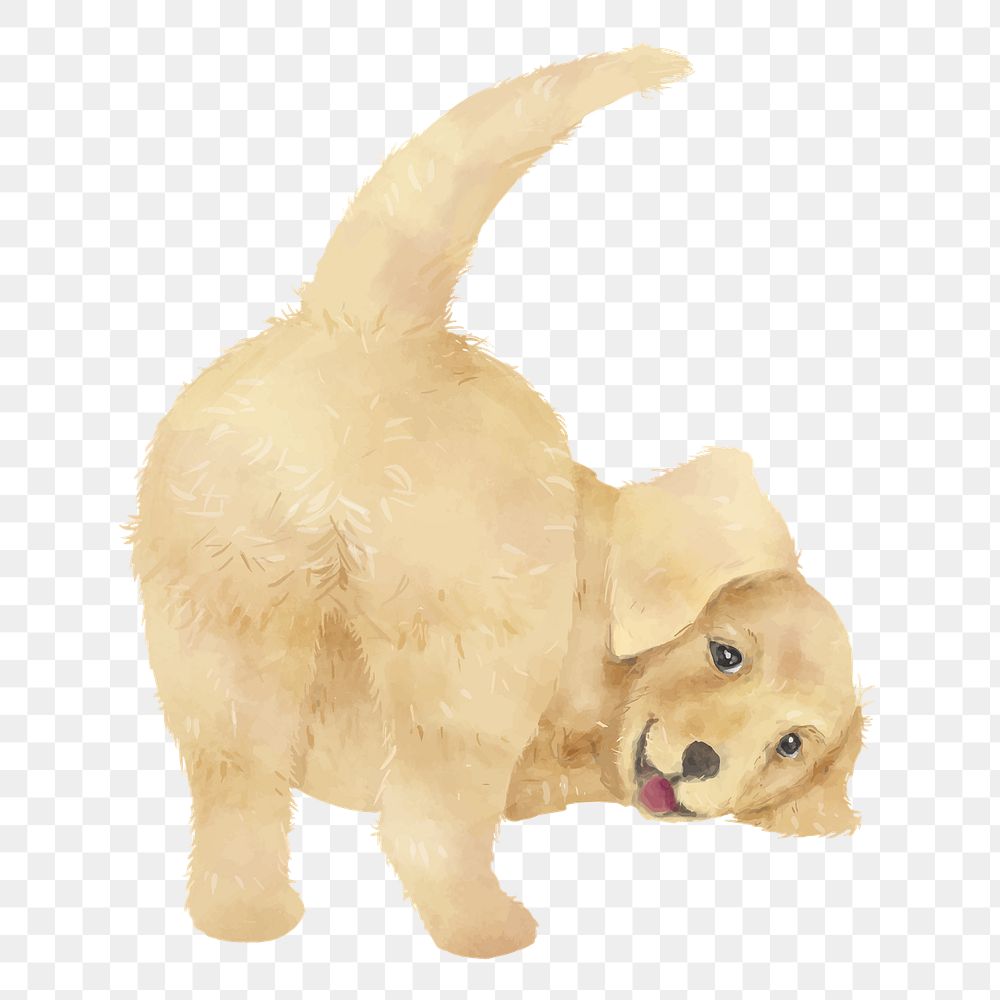 PNG puppy watercolor element on transparent background 