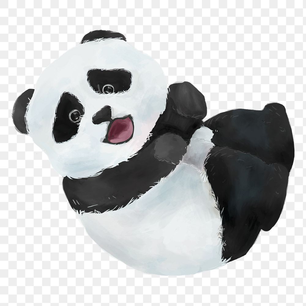 PNG baby panda watercolor element on transparent background 