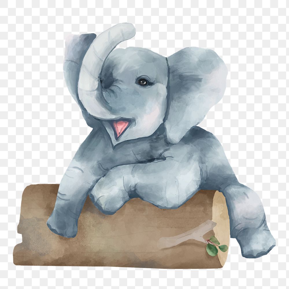 PNG baby elephant watercolor element on transparent background