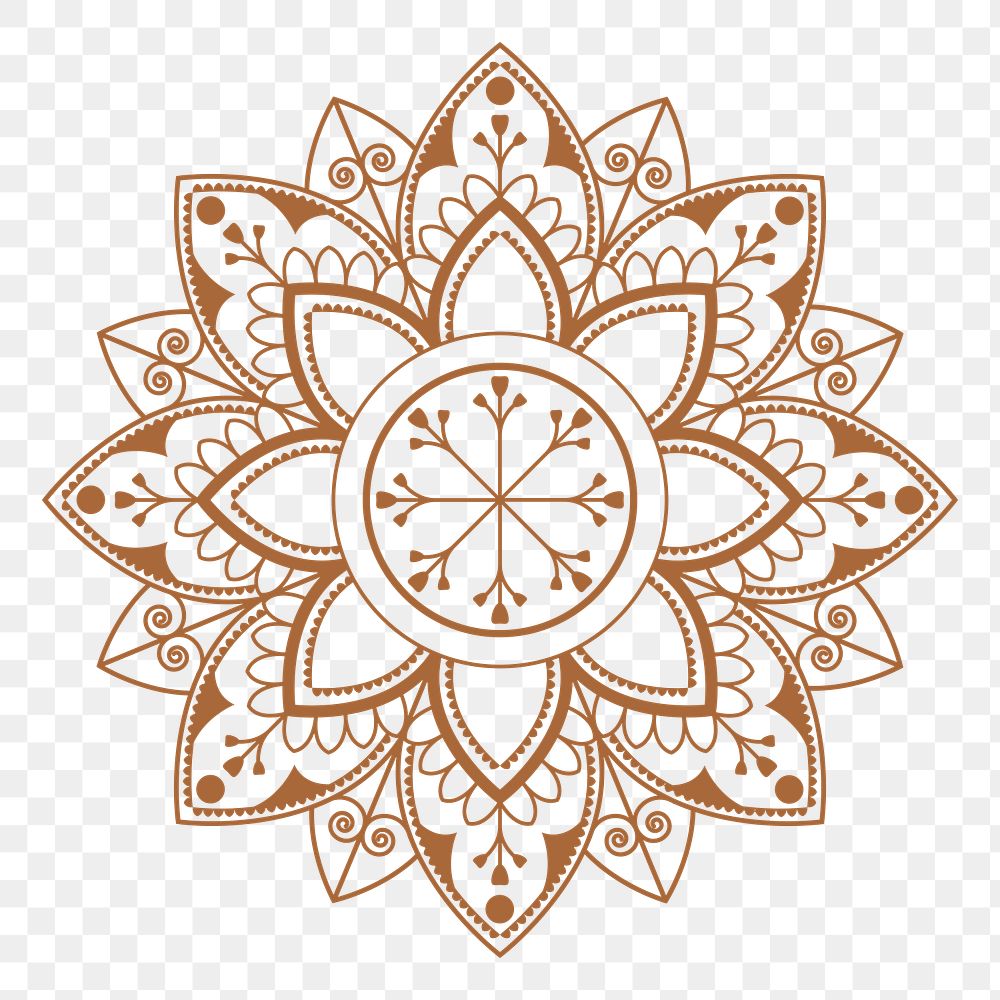 PNG Brown mandala flower, Diwali festival element, transparent background