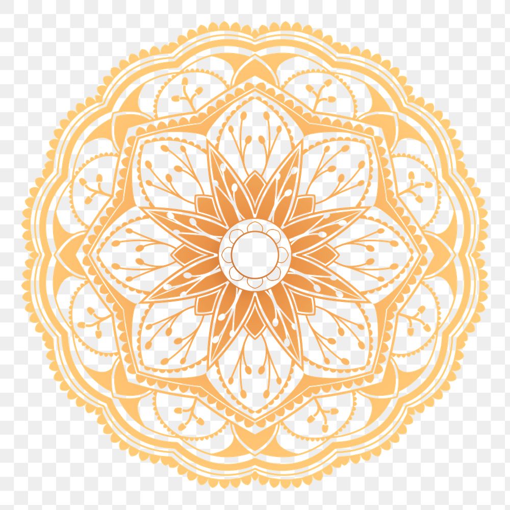 PNG Gold mandala flower, Diwali festival illustration, transparent background