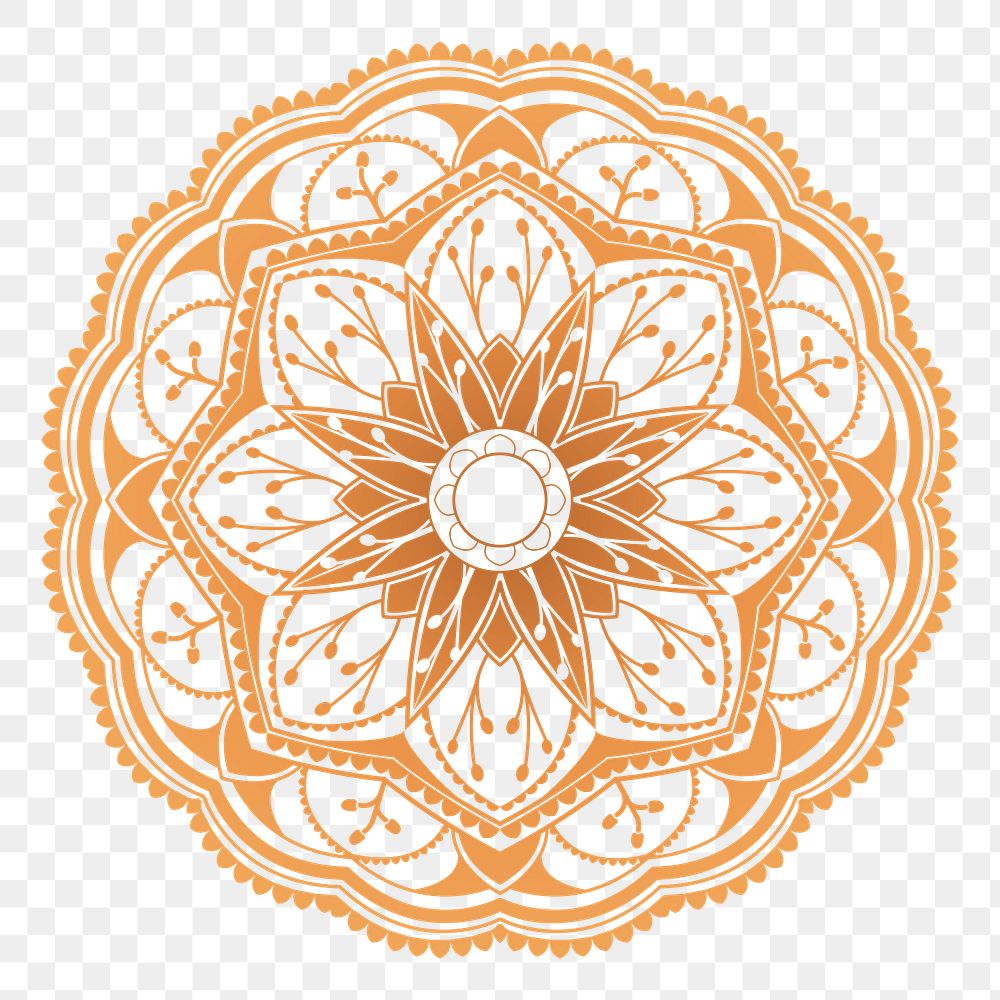 PNG Gold mandala flower, Diwali festival illustration, transparent background