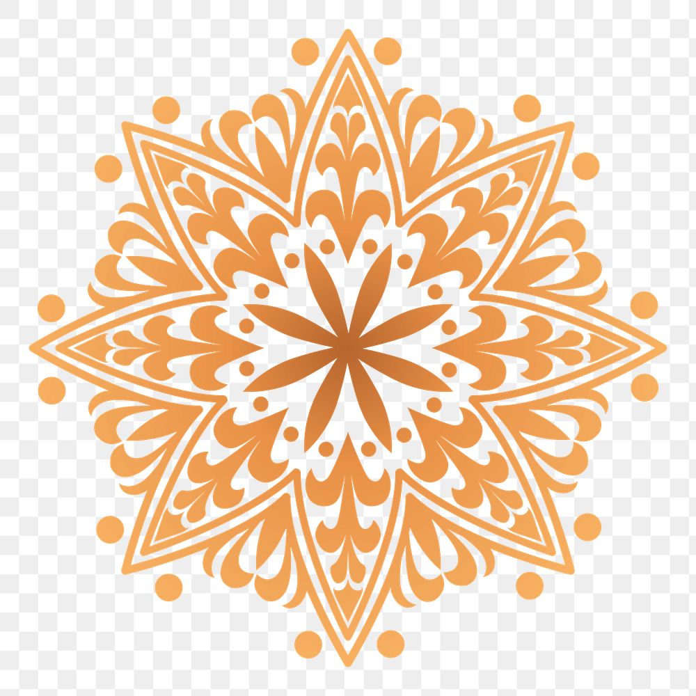 PNG Gold mandala flower, Diwali festival illustration, transparent background