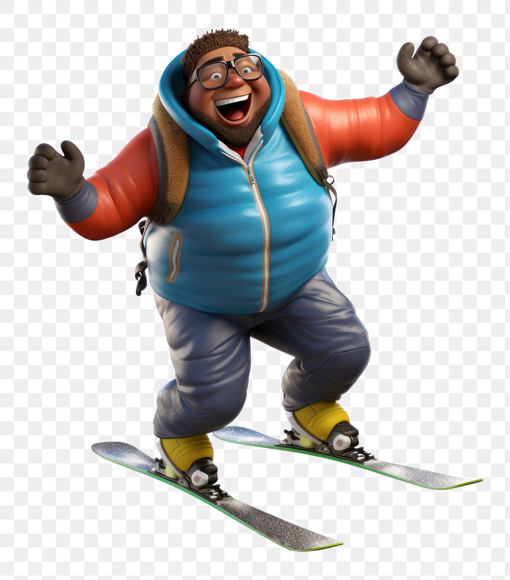 PNG Chubby black man play skiing snowboarding adventure footwear. AI generated Image by rawpixel.