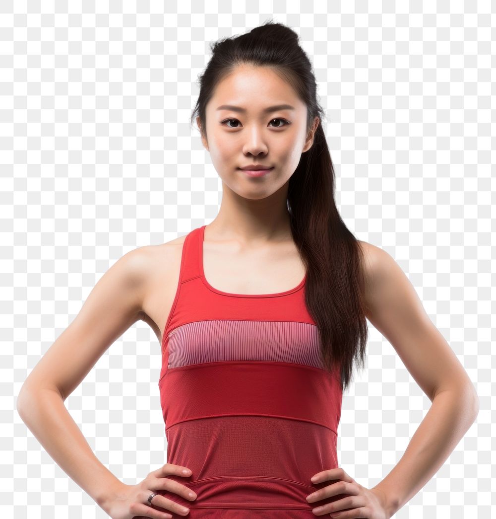 PNG  Young asian sport woman portrait sports adult. AI generated Image by rawpixel.
