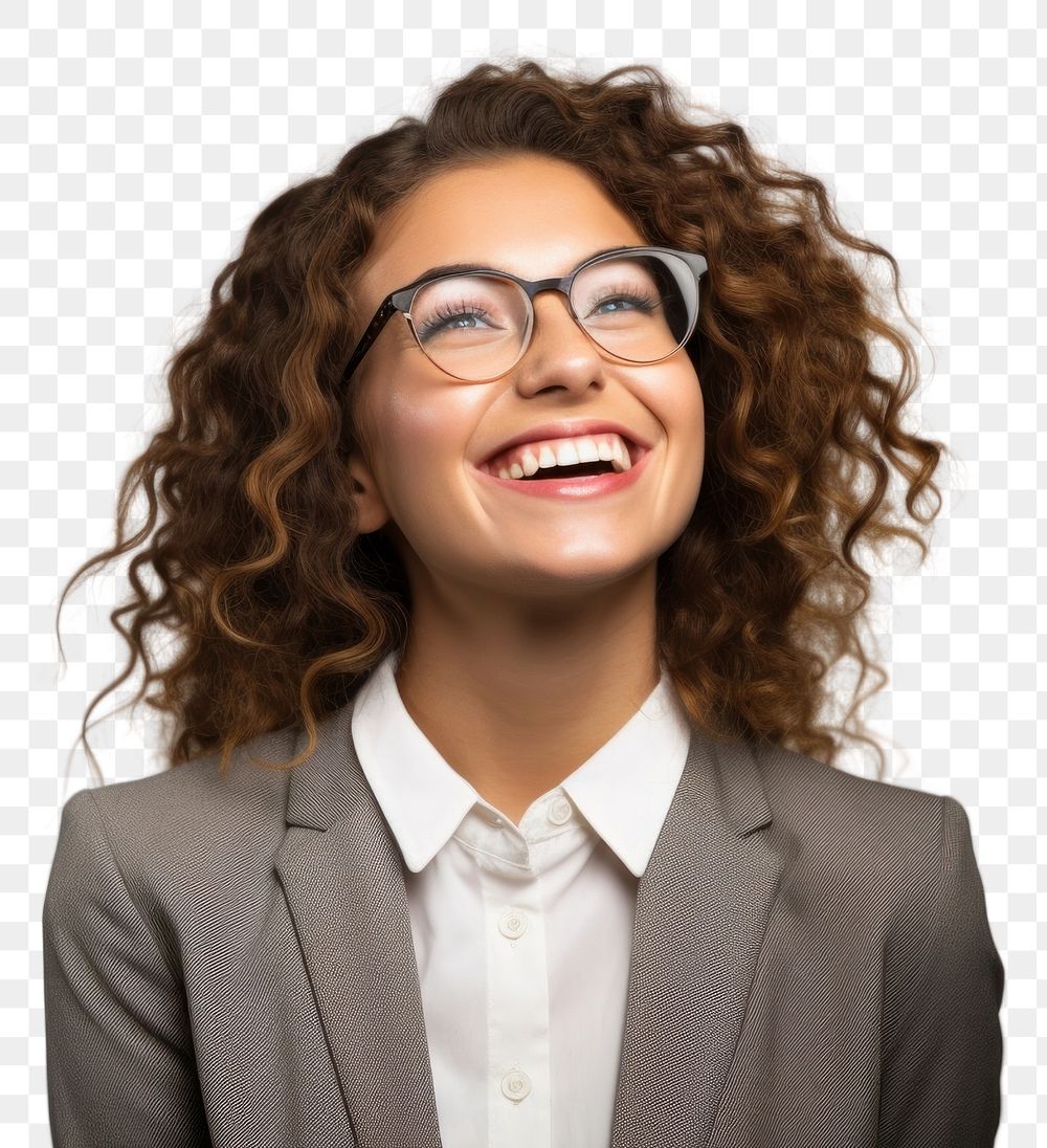 PNG Young happy business woman laughing glasses smile
