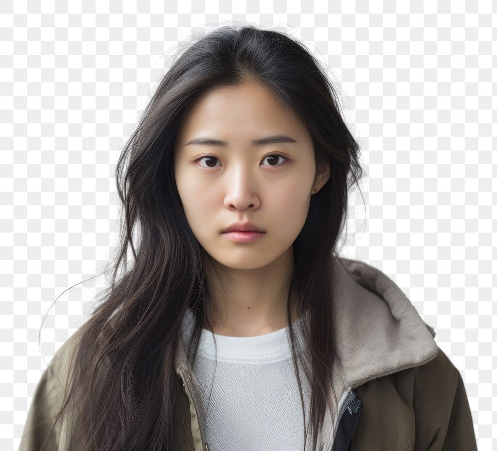 PNG Asian female student portrait disappointment contemplation. AI generated Image by rawpixel.